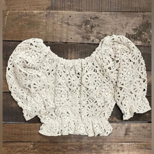 NWT Jaded Gypsy Lacey Dreams Crochet Crop Top in Natural Ivory ONE SIZE